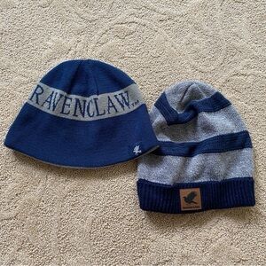 Lot of 2 Harry Potter Ravenclaw Beanie Skull Hat Cap Blue Gray Wizarding World